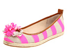 Juicy Couture - Gianna Striped Flats (Dark Natural/Neon Pink Hemp/Twill/Caramel Burnished Vachetta) - Footwear