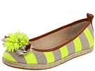 Juicy Couture - Gianna Striped Flats (Dark Natural/Neon Yellow Hemp/Twill/Caramel Burnished Vachetta) - Footwear