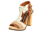 Juicy Couture - Crista Woven Double Buckle Heels (Natural/Eggshell/Caramel) - Footwear