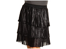 DKNY Jeans Plus Size - Plus Size Coated Tiered And Pleated Skirt (Jet)