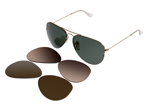 Ray-Ban RB3460 Flip Out Aviator with interchangeable lenses (Gold) Fashion Sunglasses