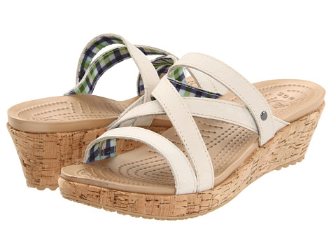 UPC 883503765689 product image for Crocs A-Leigh Mini Wedge Leather (Stucco/Stucco) Women's Wedge Shoes | upcitemdb.com
