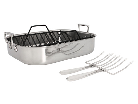 All-Clad - Large Roti Combo With Rack And Turkey Forks (Stainless Steel) Individual Pieces Cookware