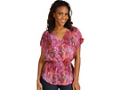 Calvin Klein Jeans - Printed Shoulder Pleat Top (Pink Sangria Multi)