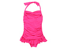 Juicy Couture Kids - Classic Gauze Shirred Halter Swimdress (Dragonfruit) - Apparel