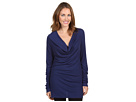 BCBGMAXAZRIA - Cowl Neck L/S Tunic (Blue Depth)