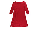 Three Little Dots Kids - 3/4 Sleeve British Neck Dress (Big Kids) (Ruby Red)