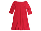 Three Little Dots Kids - 3/4 Sleeve British Neck Dress (Little Kids) (Ruby Red)