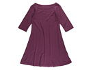 Three Little Dots Kids - 3/4 Sleeve British Neck Dress (Little Kids) (Frosted Plum)