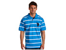 U.S. Polo Assn - 2 Color Narrow Stripe Polo (Turq Blue/ White)