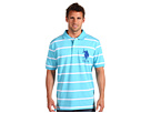 U.S. Polo Assn - 2 Color Narrow Stripe Polo (Horizon Blue/ White)