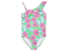 Lilly Pulitzer Kids - Sandy One Shoulder Swimsuit (Toddler/Little Kids/Big Kids) (New Green Little Bloomer Cacooner) - Apparel