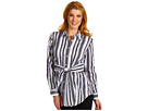 Jones New York Signature - Striped Tie Front Blouse (Black/White)