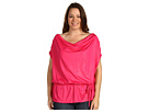 DKNY Jeans Plus Size - Plus Size Allover Foil Print Cowl Neck Top (Jazberry)
