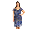 DKNY Jeans Plus Size - Plus Size Midnight Garden Printed Chiffon Dress (Soiree Combo)