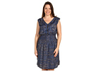 DKNY Jeans Plus Size - Plus Size Whimsical Floral Printed Zip Front Dress (Midnight Combo)