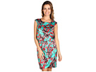 Jessica Simpson - Floral Printed Cap Sleeve Dress (Green) - Apparel