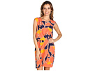 Jessica Simpson - Floral Cap Sleeved Pleated Dress (Orange) - Apparel