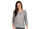 AK Anne Klein Petite - Petite 3/4 Sleeve Sequin Boat Neck Pullover (Light Charcoal)