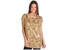 MICHAEL Michael Kors - Sequin Snake Drape Sleeve Top (Dark Camel)
