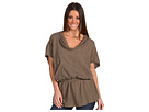 Trinity - Plaid Cowl Neck Tunic Solid Knit Top (Khaki)