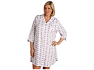 Karen Neuburger - Plus Size 3/4 Sleeve Girlfriend Nightshirt (Ditsy Stripe Aubergine)