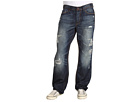 Mek Denim - Milos Relaxed Straight Leg Jean in Dark Distressed (Dark Distressed) - Apparel