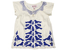 Juicy Couture Kids - Embroidered Silk Habotai Top (Toddler/Little Kids) (Angel/Cobalt Glow) - Apparel