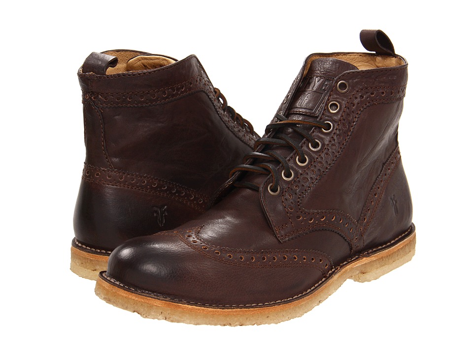 Frye Hudson Wingtip Boot (Chocolate Tumbled Full Grain) Men