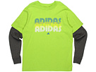 adidas Kids - Triple Play 2-in-1 Tee (Big Kids) (Still Green/Dark Grey Heather) - Apparel