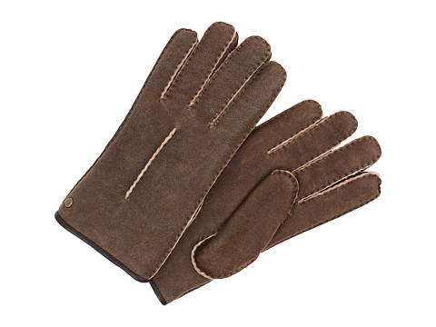 UGG - Single Point Glove w/ Binding (Bomber Choc Natural) Dress Gloves