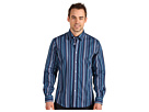 Report Collection - L/S Bold Stripe Shirt w/Navy Contrast (Aqua)