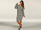Winter Kate - Silk Crepe Herringbone Dress (Black/White Herringbone) - Apparel