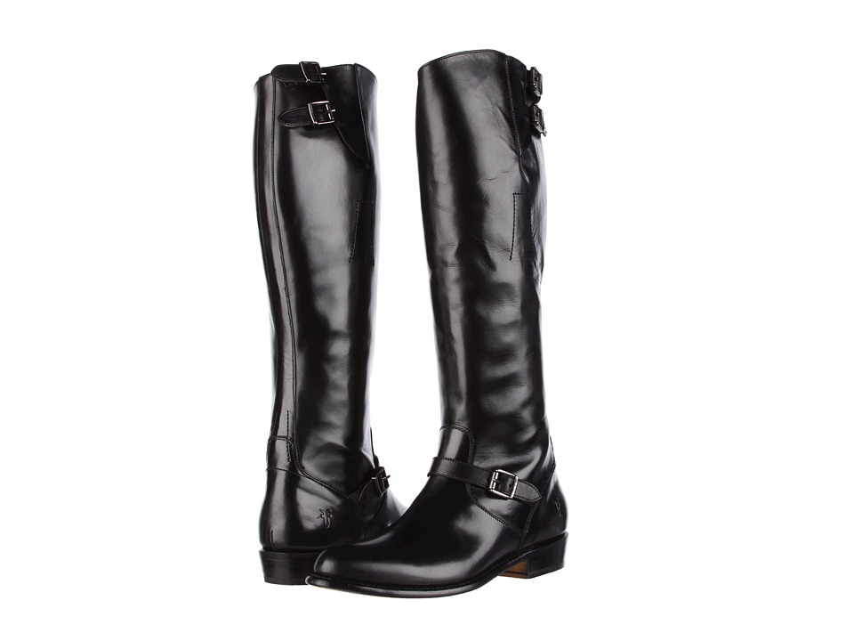 Frye Dorado Buckle Riding (Black Smooth Polished Veg) Women