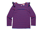 Juicy Couture Kids - Devonshire Ruffle Sleeve Top (Toddler/Little Kids/Big Kids) (Coastal Blue/Red Ginger) - Apparel