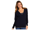 Juicy Couture - Cashmere V-Neck Top (Regal Combo) - Apparel