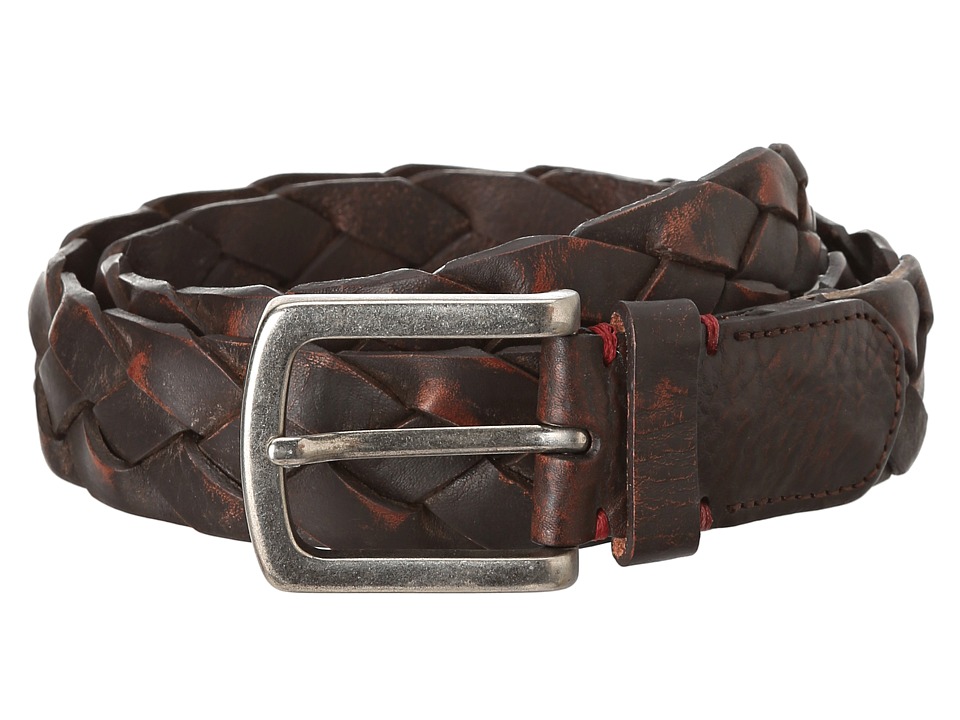 Torino Leather Co. Washed Leather Braid Belt (Brown) Men