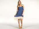 Jessica Simpson - Pleated High-Low Colorblock Dress (Blue) - Apparel