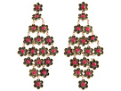 Jessica Simpson - Earthly Treasures Orange Floral Chandelier Earrings (Brass/Orange/Flamingo/Fuschia) - Jewelry