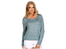BCBGeneration - L/S Striped Cropped Tee (Chalk Blue Combo)