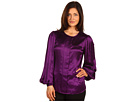 Anne Klein - Jewel Neck Pleated Sleeve Blouse (Plum)