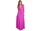 Jessica Simpson - Deep V-Neck Ruffle Gown (Berry) - Apparel