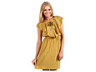 Donna Morgan - Front Flounce Elastic Waist Cap Sleeve Dress (Mustard)