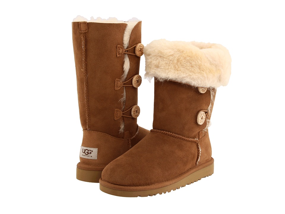 UGG Kids Bailey Button Triplet (Big Kid 2) (Chestnut) Girls Shoes