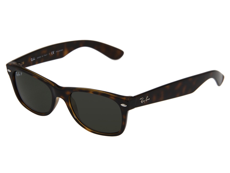 Ray-Ban - 0RB2132 New Wayfarer Polarized 50 Medium (Tortoise/Green) Plastic Frame Fashion Sunglasses