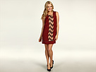 Jessica Simpson - Sleeveless Contrast Panel Dress (Sundried Tomato/Shopping Bag/Cafe Au) - Apparel