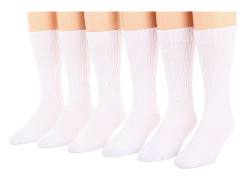 Jefferies Socks - Cotton Casual Crew Six Pack (Adult) (White 6) Kids Shoes