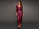 Jessica Simpson - Wrap Gown with Tulip Skirt (Burgundy/Grey) - Apparel