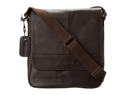 Kenneth Cole Reaction Columbian Leather Vertical Flapover Tablet Case (Dark Brown) Messenger Bags