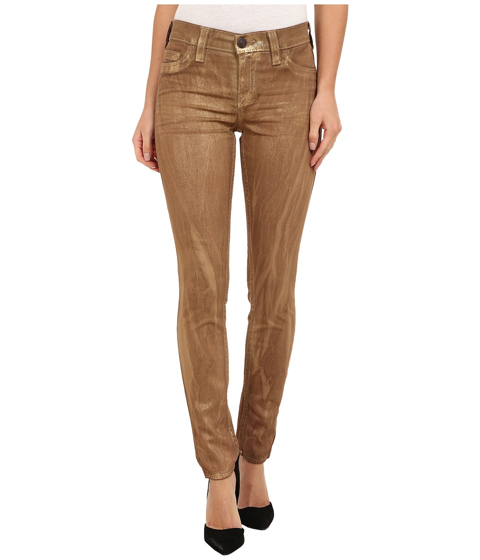 True Religion Halle High Rise Super Skinny Metallic Tie-Dye (Metallic Gold Tie Dye) Women